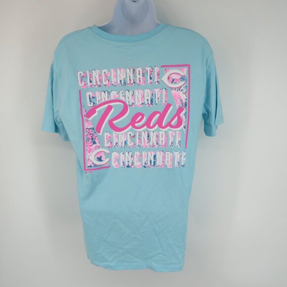 Cincinnati Reds Women's Blue Pink Graphic Tee Small NWT - Picture 3 of 6